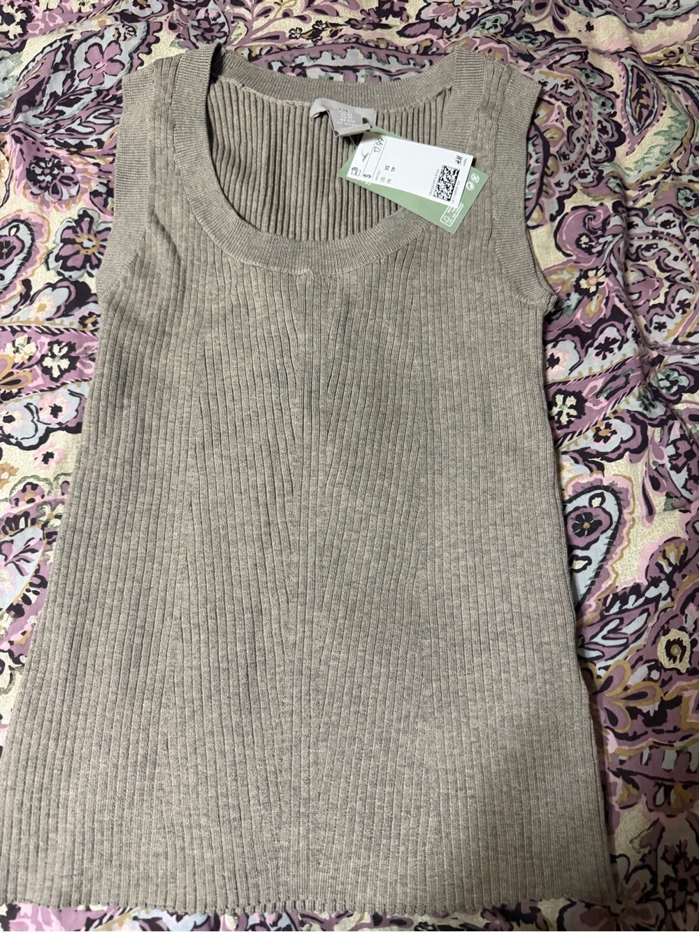 H&M Ribbed Sleeveless Tank Top - Taupe